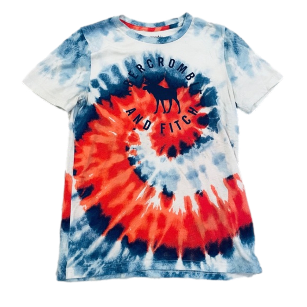 Abercrombie & Fitch Kids Red White Blue Tie Dye Graphic Short Sleeve T-Shirt